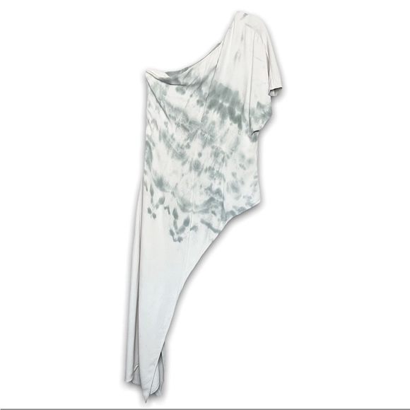 CUSHNIE One Shoulder Tie Dye‎ Short Sleeve Draped Asymmetrical Tunic Blouse 10 - Picture 7 of 11